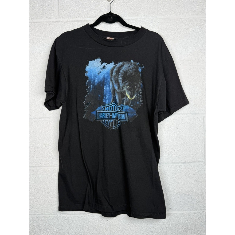 Vtg 2001 Harley Davidson Wolf T Shirt Budke's North Platte Nebraska Black L